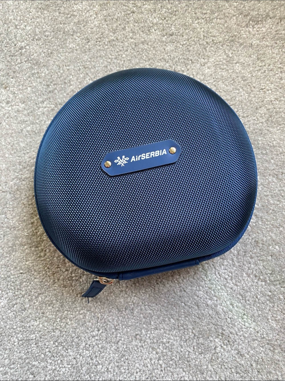 Round Navy Travel Jewelry Case